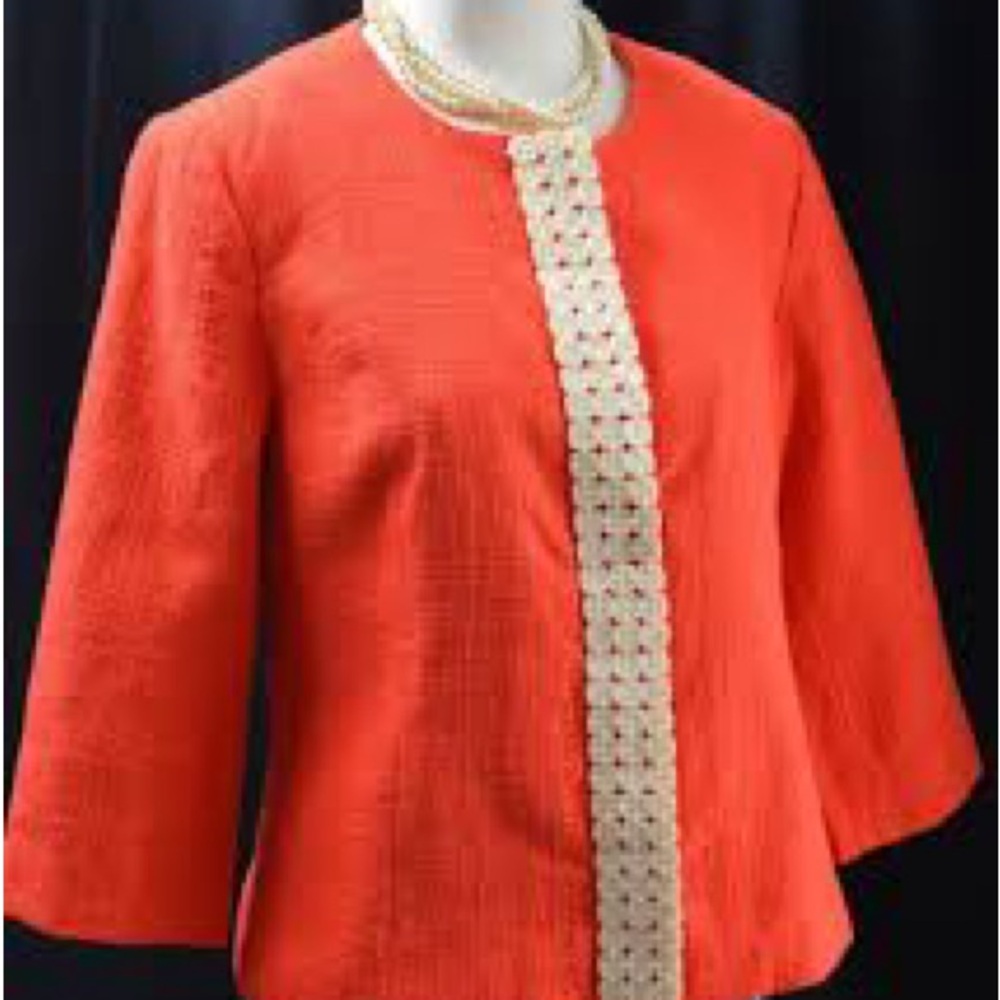Coldwater Creek Coral Textured Jacket with Cream Lining